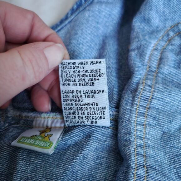 4T VTG Overall Bibs Sesame Street Shortall Shorts Boy Girl Toddler Denim Jeans - Picture 7 of 10